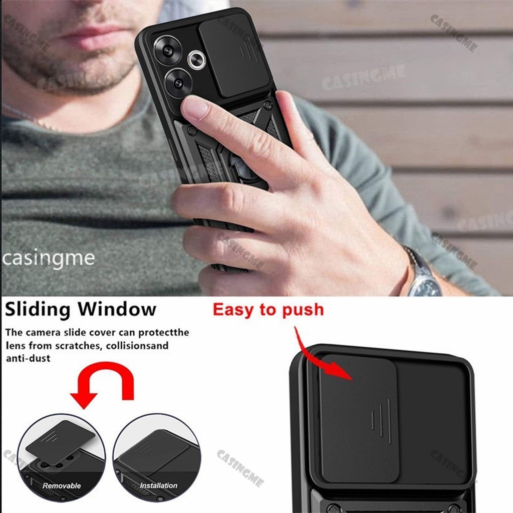 Redmi 13 2024 Vỏ giáp chống sốc cho Redmi 13 4G Redmi13 13Redmi 4G 5G 2024 Giá đỡ vòng từ tính trên ô tô Đẩy kéo bảo vệ Camera Vỏ điện thoại Vỏ Camera Ốp lưng