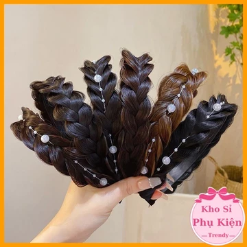 Băng đô cài tóc giả thời trang Hàn Quốc, bờm tết tóc hot trend nữ tính xinh xắn, bờm cài tóc cho nữ E1994