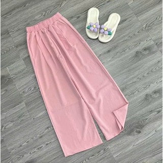 Quần Ống Suông Ống rộng, cạp lưng chun Vải Đũi Vân Mây dành cho chị em nhà nấm dài quần 90-92cm- quần mặc mùa hè nhẹ mát