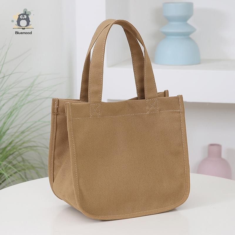 [Bluemood] Túi đựng đồ ăn trưa bằng vải Canvas Cổ điển Hộp cơm trưa Túi xách đa chức năng Mới
