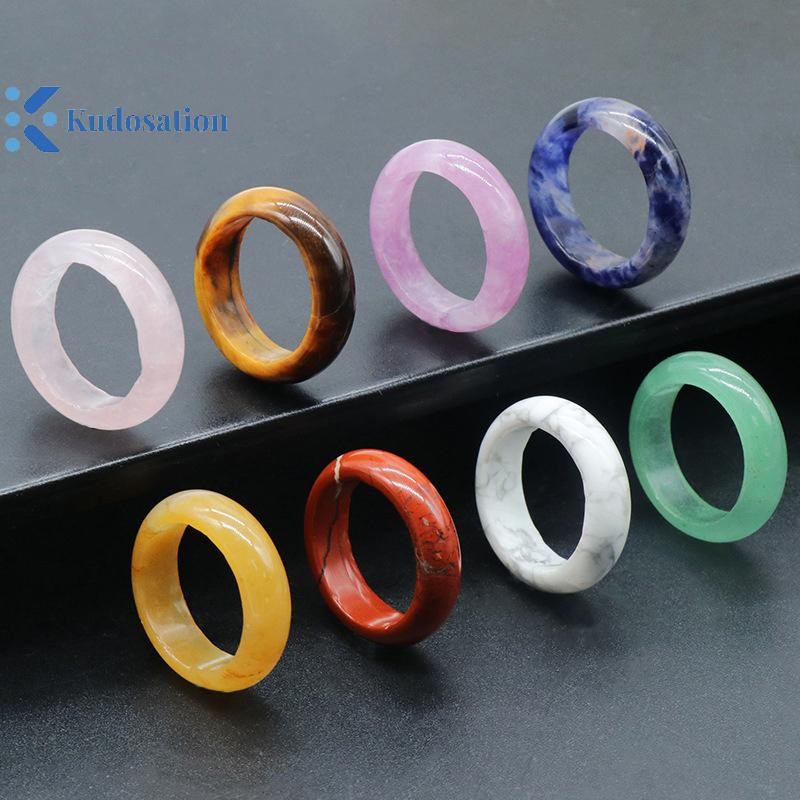 Kudosation 1 Chiếc Nhẫn Đá Tự Nhiên Mã Não Tinh Tế Nhẫn Pha Lê Cho Nữ Cô Gái Nhẫn Thời Trang Tiệc Cưới Trang Sức Phụ Kiện Quà Tặng