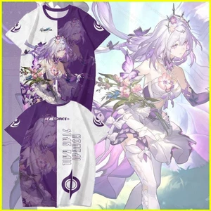 Honkai Star Rail Castorice Cosplay vải Full Graphic Áo thun mùa hè Anime tay ngắn hàng đầu
