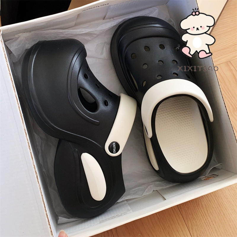 Xixitiao Thời Trang Cao Cấp Độc Đáo Tăng Chiều Cao Nền Tảng Mùa Hè Đế Dày Lỗ Giày Nữ Influencer Màu Sắc Phù Hợp Với Mặc Ngoài Giày Đi Biển San