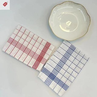 ALIK Khăn Ăn Kẻ Sọc Đỏ Và Xanh Vải Ins Phong Cách Placemat Vải Đạo Cụ Thực Phẩm VN
