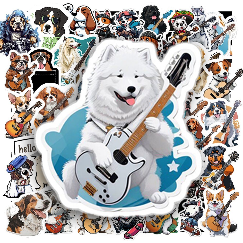 50 Sticker CHÓ CHƠI ĐÀN chống nước sticker dán laptop, điện thoại, đàn guitar, mũ bảo hiểm, vali | MS: 000393