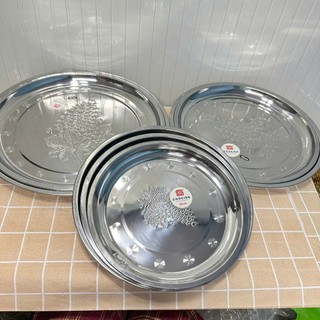 Combo 2 Khay Tròn Inox Chùm Nho – Đủ Size Dùng Cho Gia Đình & Quán Ăn – Trường An VN