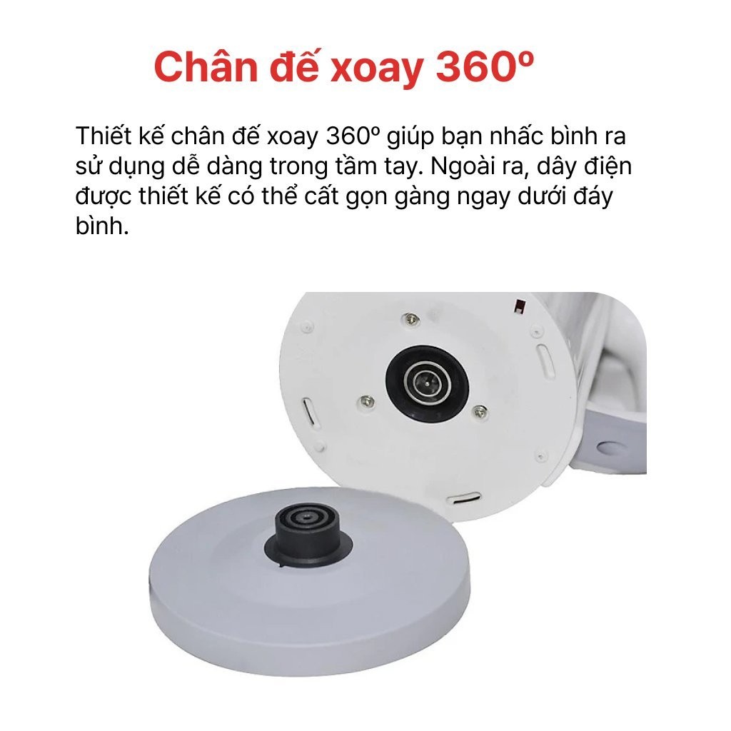 Ảnh Ấm siêu tốc Happy Cook 1.2L, HEK-120PW  - 2 lớp chống nóng - Bảo hành chính hãng 12 tháng. 2