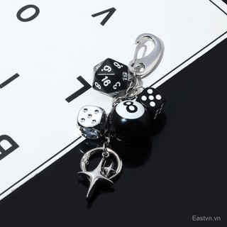 [Keychain] Móc khóa xúc xắc bi-a đen 8 sáng tạo, đơn giản, đa năng, mặt dây chuyền túi Ins, móc khóa xe, quà tặng phụ kiện tinh tế Y2KG