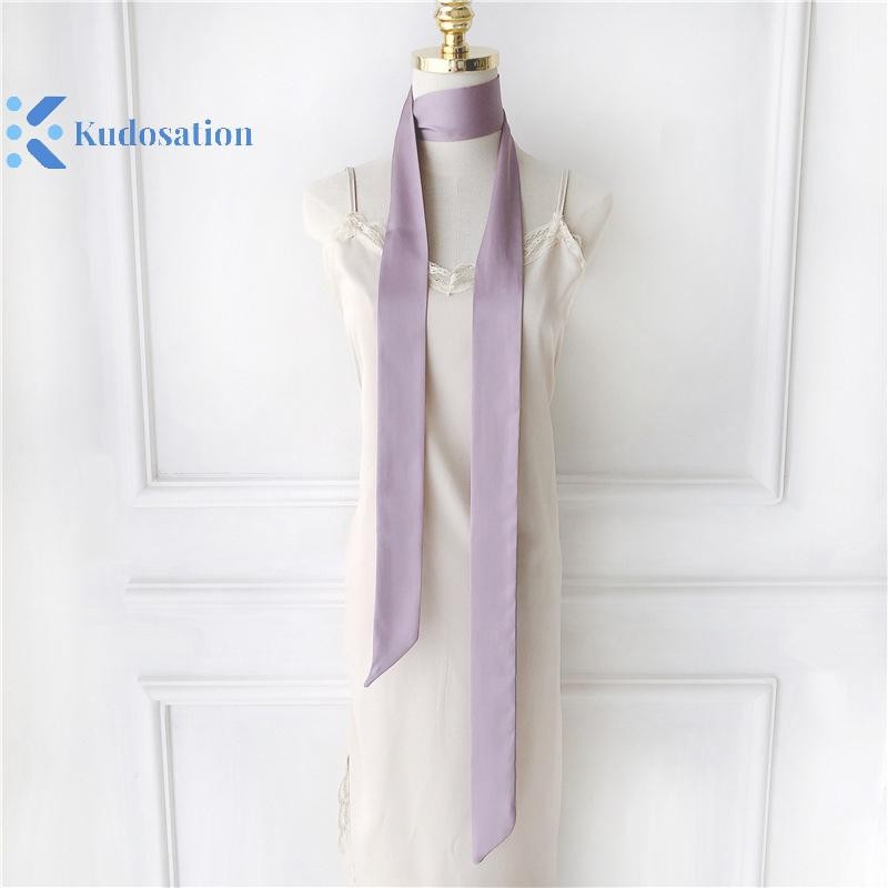 Kudosation 5x200cm Satin Silk N Khăn quàng cổ Khăn quàng cổ Cổ Chắc Chắn Khăn lụa Dài Khăn mỏng Cổ Tóc Túi Ruy Băng s DIY