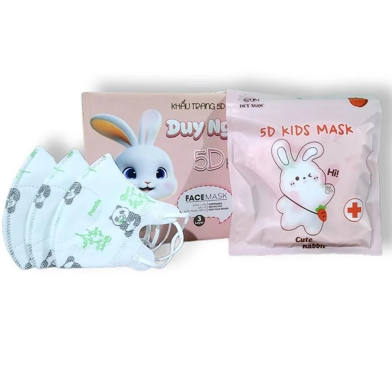 Thùng 100 Chiếc Khẩu Trang Trẻ Em 5D Kids Thỏ Duy Ngọc, Khẩu Trang Kháng Giọt Bắn Đến 99% Gia Dụng Số 1 Việt Nam