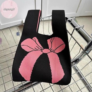 Deyangk 1 Cái Thời Trang Handmade Sợi Sọc Dệt Kim Túi Xách Nữ Thắt Lưng Cổ Tay Hàn Quốc Túi Tote Thường Ngày Có Thể Tái Sử Dụng Túi Mua Sắm VN