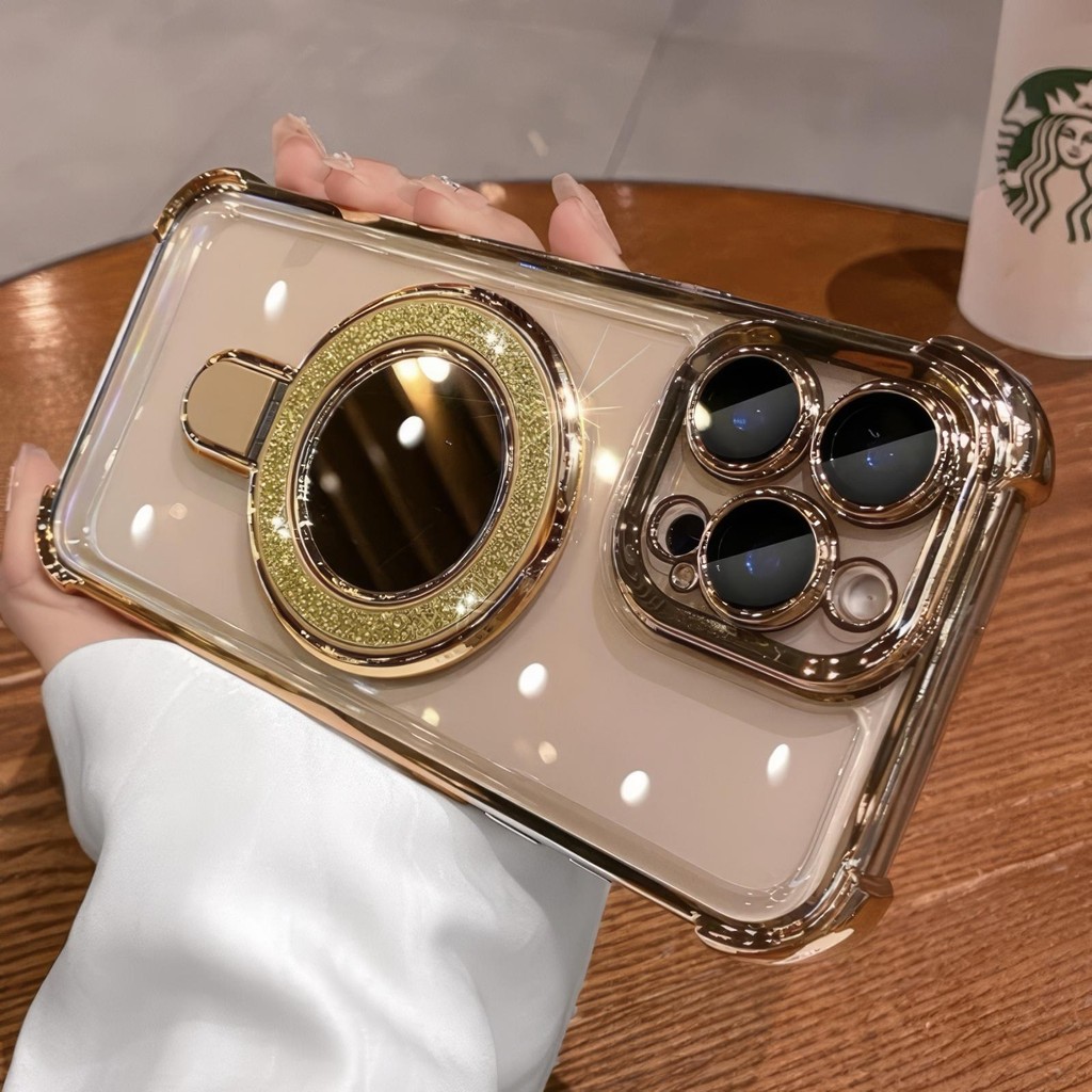 Chống rơi gương lấp lánh khung từ tính Vỏ điện thoại iphone16 Pro Max 15 14 13 12 11 vỏ cho vỏ iPhone Vỏ mềm silicon TPU chống sốc
