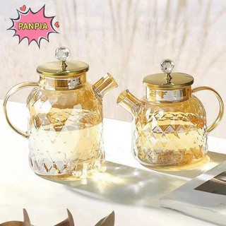 Ấm đun nước trà thủy tinh PNPIA có nắp tre và vòi lọc có thể tháo rời Ấm trà sâm panh cho trà nở lá rộng và trà trái cây 1 / 15 / 1.8L Boutique