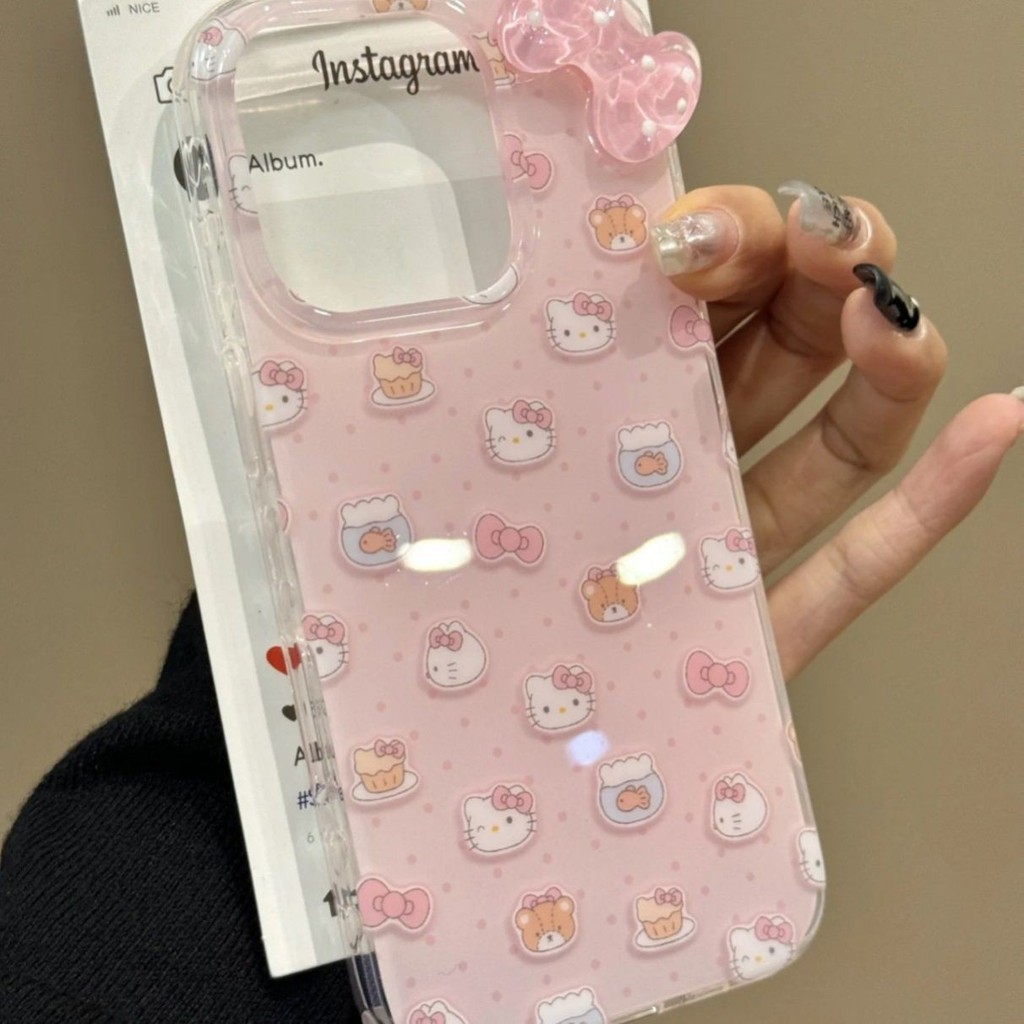 Màu Hồng Chấm Bi Mèo Nơ Ốp Lưng Điện Thoại iPhone 16 16Pro 16Plus 16Pro Max 11 12 13 14Plus 15Pro XR XS Max 7 8Plus Trái Tim Cô Gái Tình Yêu Đứng Chống Rơi Vỏ Điện Thoại Dễ Thương Giá Đỡ BB