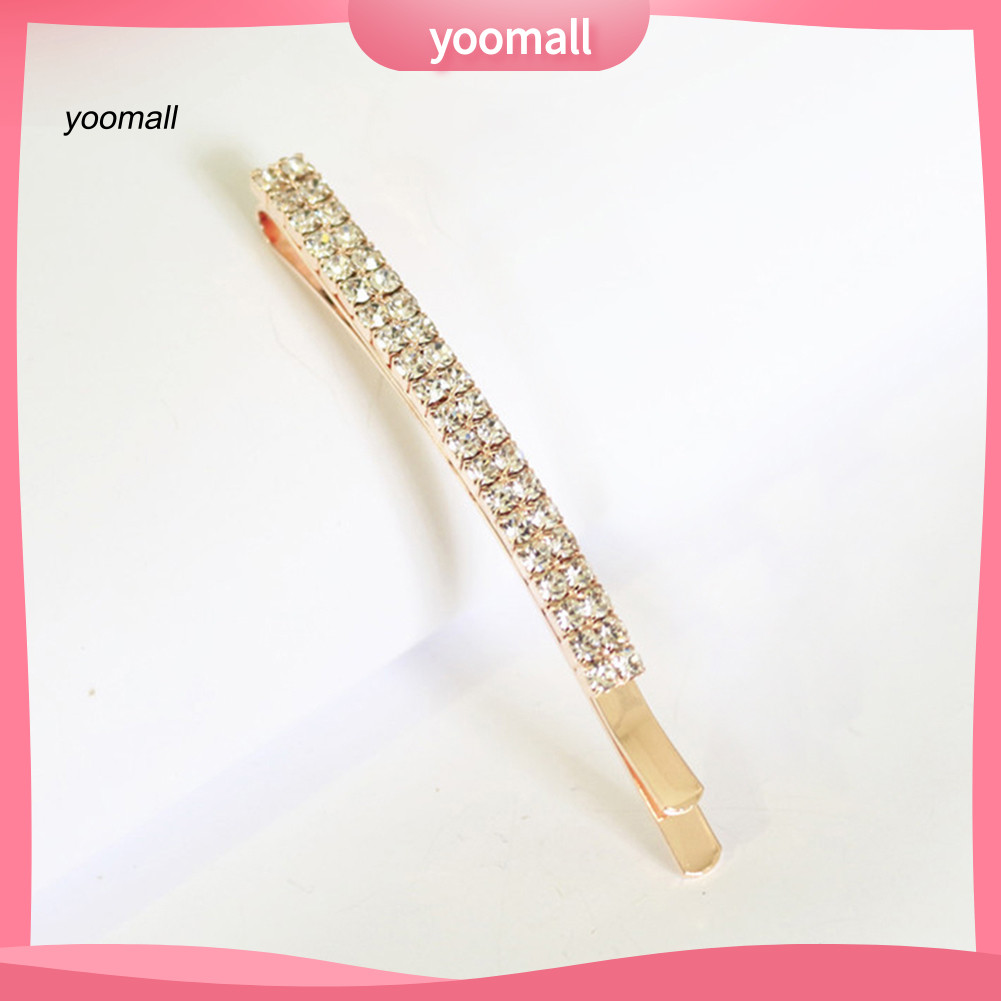 Yo / 1 Phụ Nữ Hai Hàng Kim Cương Giả Tóc Trượt Kẹp Tóc Bobby Pin Phụ Kiện Trang Sức