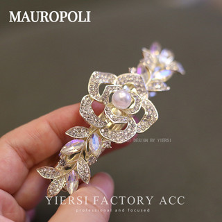 Mauropoli [Sẵn Sàng] Camellia Kim Cương Giả Sang Trọng Kẹp Tóc Nửa Dây Buộc Đuôi Ngựa Kẹp Mũ Đội Đầu Kẹp Bên Kẹp Mùa Xuân Kẹp Tóc