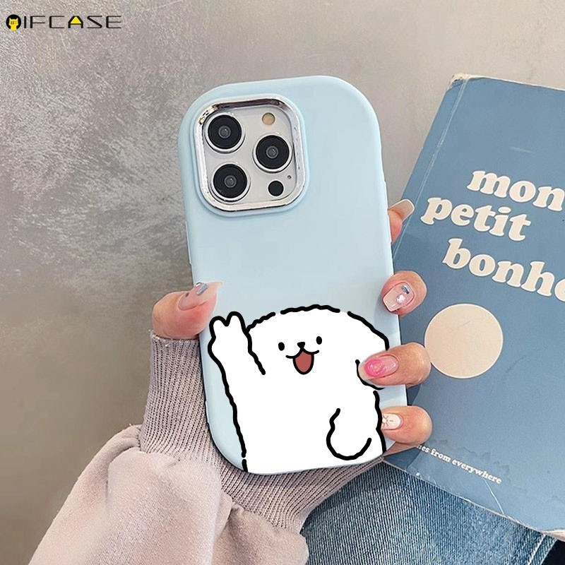 Dành Cho Xiaomi 14 13 13T 12 12T 12S Mi 11 Pro Lite 12X Ốp Điện Thoại ins Dây Dễ Thương Chó Con Chó Con Màu Trắng Nâu Tròn Mạ Mờ Hoạt Hình Mờ Đơn Giản Vỏ Silicon Mềm Vỏ Ốp Lưng