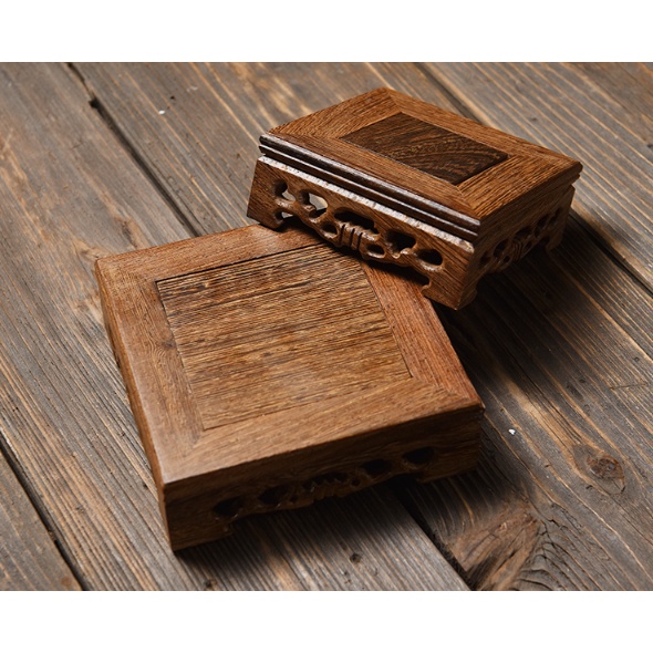 Đế Gỗ, Đôn Gỗ Vuông Bằng Gỗ Tự Nhiên Dùng Kê Chậu Bonsai, Lư Hương Xông Trầm, Tượng Gốm