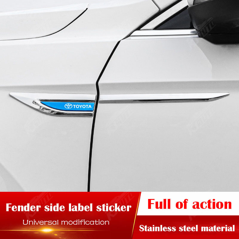 Toyota Kim Loại Fender Bên Nhãn Dán Huy Hiệu Chống Trầy Xước Chống Mài Mòn Bảo Vệ Cửa Xe Thể Thao Sửa Đổi Phụ Kiện Trang Trí Cho Veloz Raize Vios Avanza Innova
