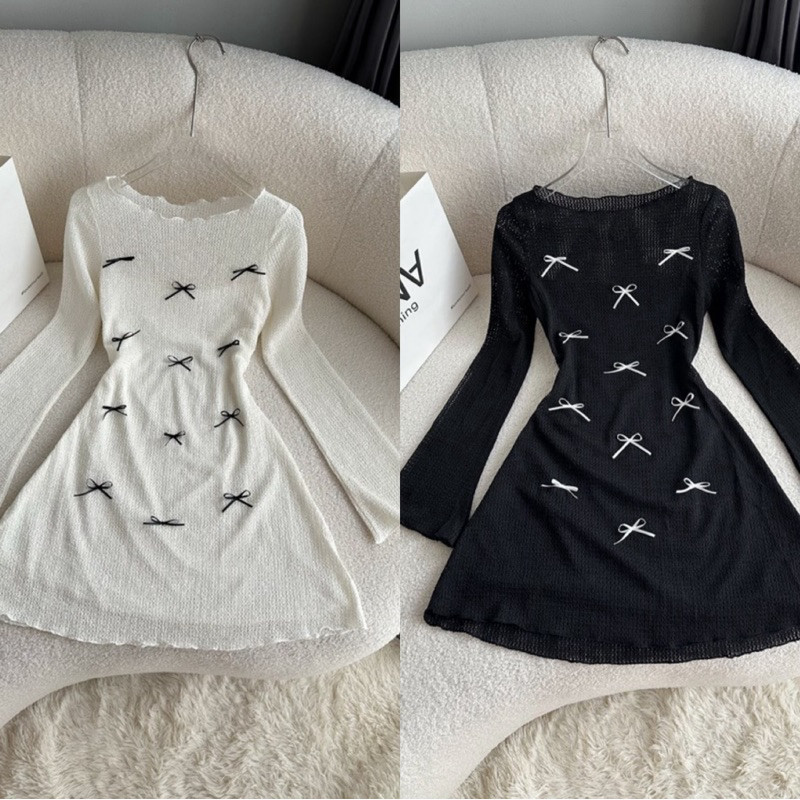 ĐẦM LƯỚI XOÈ ĐÍNH NHIỀU NƠ CHẤT LƯỚI XỐP QC CÓ LÓT A33