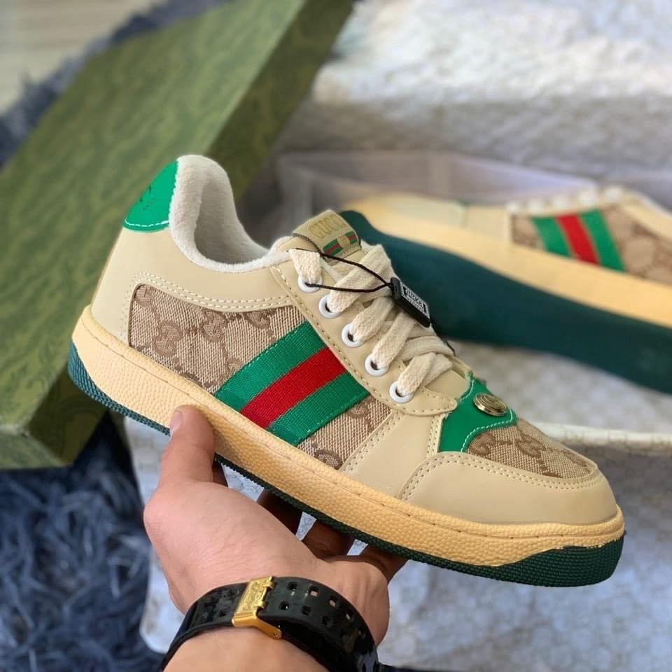 Giày Thể Thao Gucci Sơn Tùng Xanh Bản Da Thật, sneaker gc 3 vạch xanh ...