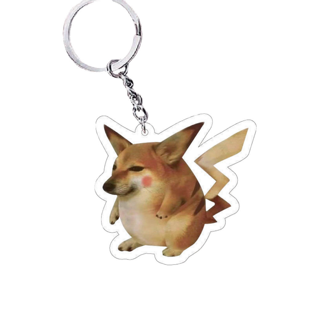 Giả mạo cheems thú cưng móc khóa dễ thương Shiba Inu mặt dây chuyền ngộ nghĩnh acrylic gói biểu tượng cảm xúc ins điêu
