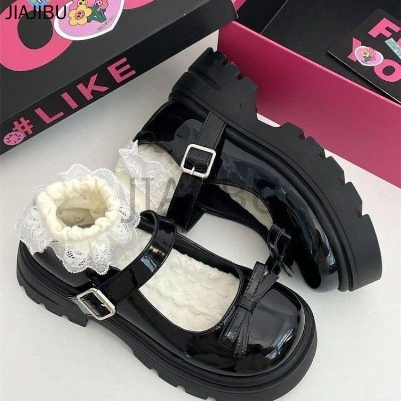 Korean Fashion Platform Mary Jane Shoes for Women Giày Lolita Nơ Đen Nhật Bản Non-slip Round Toe Doll Shoes Giày Da Nhỏ Gót Dày Kiểu Pháp Giày Công Chúa Khóa Một Chữ Màu Be Giày Đồng Phục JK Phong Cách Anh Giày Đi Học Đa Năng Giày Cosplay Giày Khiêu Vũ