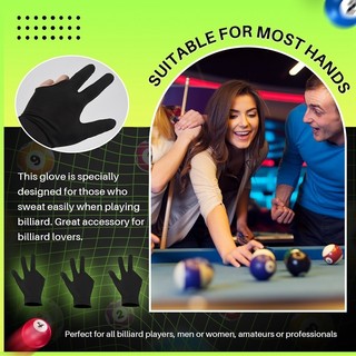 20 Chiếc Găng Tay 3 Ngón Thoáng Khí Snooker Trái/Phải Cho Nam/Nữ Phụ Kiện Bida