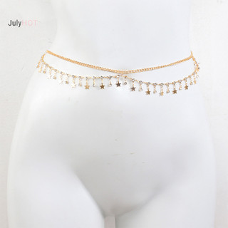 Julyhot Thời Trang Sáng Bóng Kim Cương Giả Eo Dây Xích Dành Cho Nữ Cô Gái Đơn Giản Gợi Cảm Đi Biển Bikini Nhiều Lớp Kim Cương Giả Ngôi Sao sel Cơ Thể Dây Xích Massivedeals