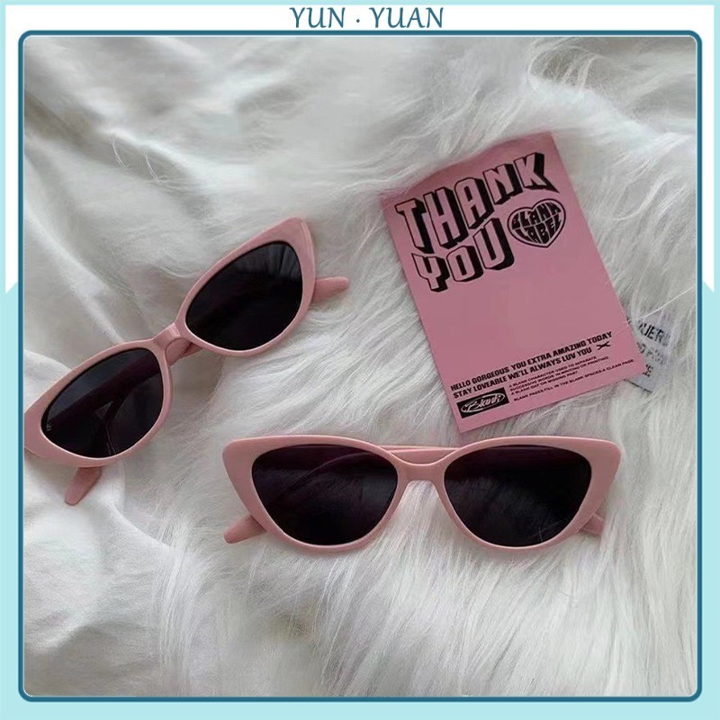 [Yunyuan] Kính râm mắt mèo hồng Kính râm mùa hè dành cho nữ Kính chụp ảnh thời trang UV400