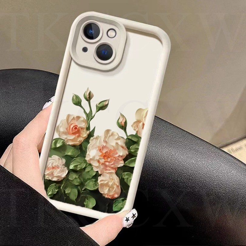 Tranh sơn dầu hoa hồng hoa chống sốc cho Samsung Galaxy S24 S23 S22 Ultra S23 S24 Plus S23 S21 S20 FE S24 + S23 + Vỏ mềm mắt thiên thần dễ thương