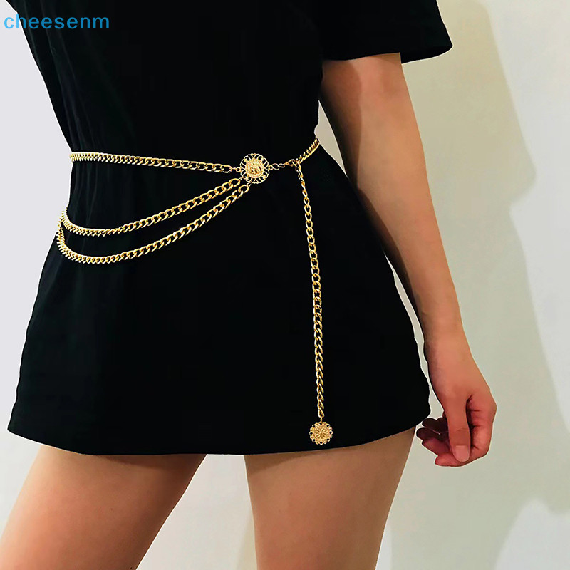 Cheenm 2023 Thời Trang Mới Nhiều Lớp Dây Xích Dành Cho Nữ Thời Trang Vàng Bạc Màu Kim Loại Cao Cấp Cơ Thể Dây Xích Đầm Nữ sel Thắt Lưng VN