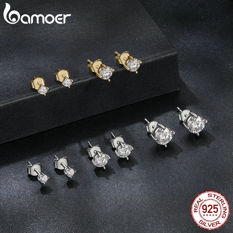 Bông tai bạc Bamoer 925 Moissanite Món quà trang sức đơn giản dành cho nữ