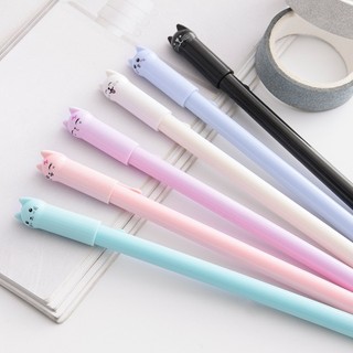 [Mực Đen] Bút Gel Bút Bi Nước Mực Gel Hình Đầu Mèo Nhiều Màu Khô Nhanh Ngòi 0.5mm, Mực Đều, Nét Chữ Đẹp - Bút Mực Gel