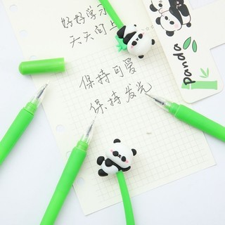 [Mực Đen] Bút Bi Silicon Thân Mềm Panda Lúc Lắc, Bút Bi Mực Gel Khô Nhanh, Mực Đều, Nét Chữ Đẹp
