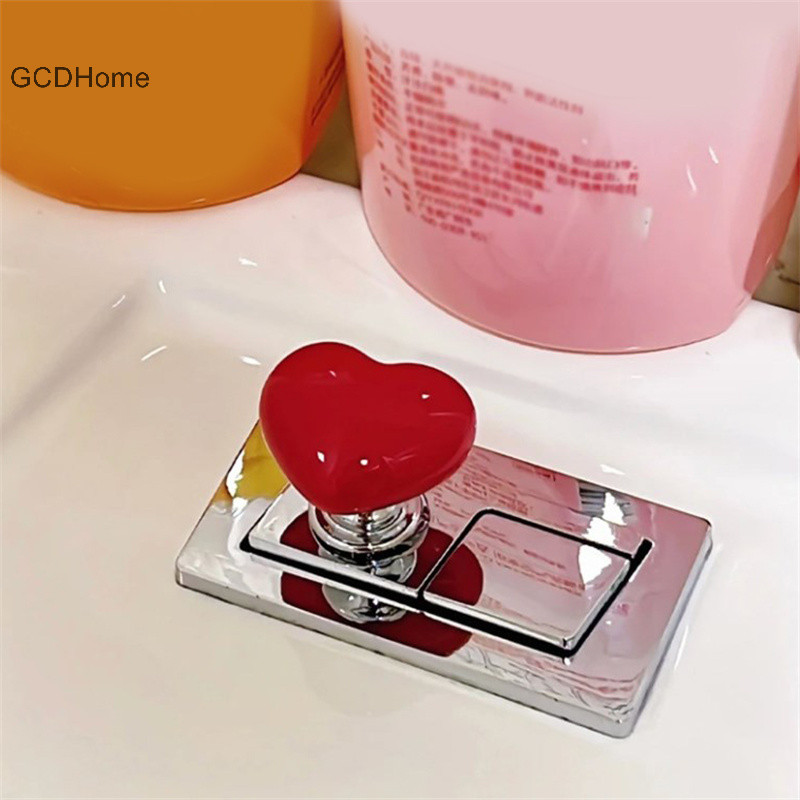 Gcdhome Tay Cầm Vệ Sinh Hình Trái Tim Nút Đẩy Phòng Tắm Vệ Sinh Trang Trí Phòng Báo Chí Nút Thoát Nước Dụng Cụ Gia Đình HOT