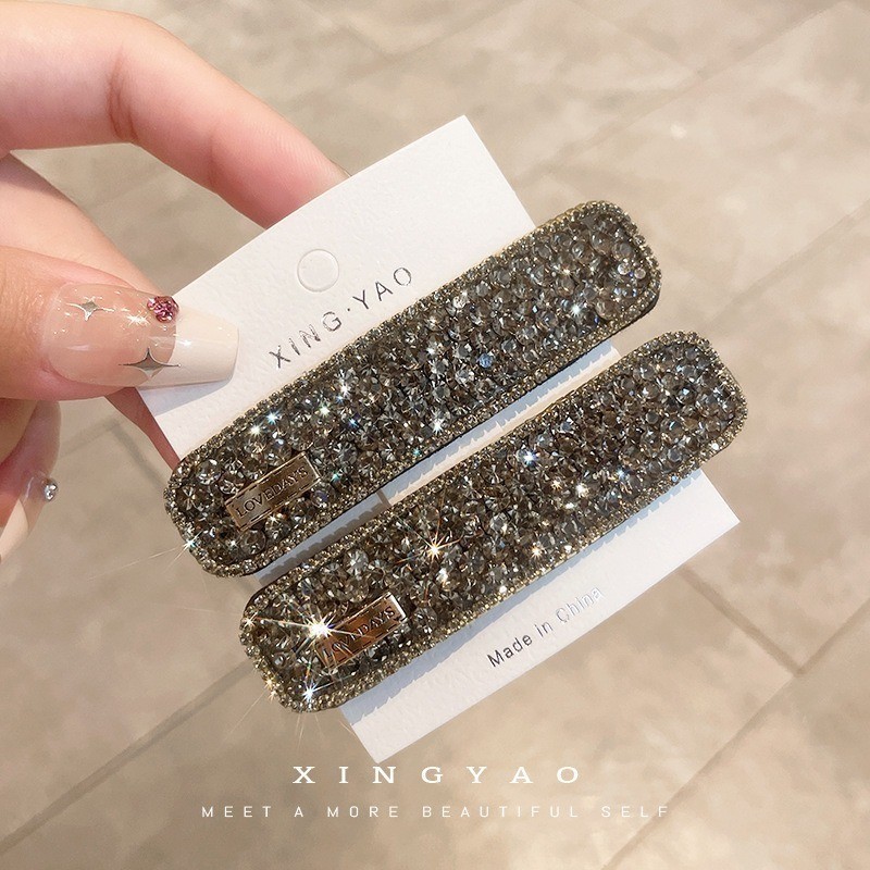 [Yunyuan] Gypsophila Hồng Pha Lê Kim Cương Phong Cách Hàn Quốc Đơn Giản Và Cao Cấp Đa Năng Kẹp Tóc Nổ Kẹp Bên Kim Cương Giả Nữ