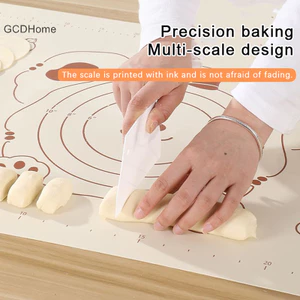 Thảm làm bánh ngọt silicon Gcdhome chống dính, cán bột có thước đo, dùng nướng pizza