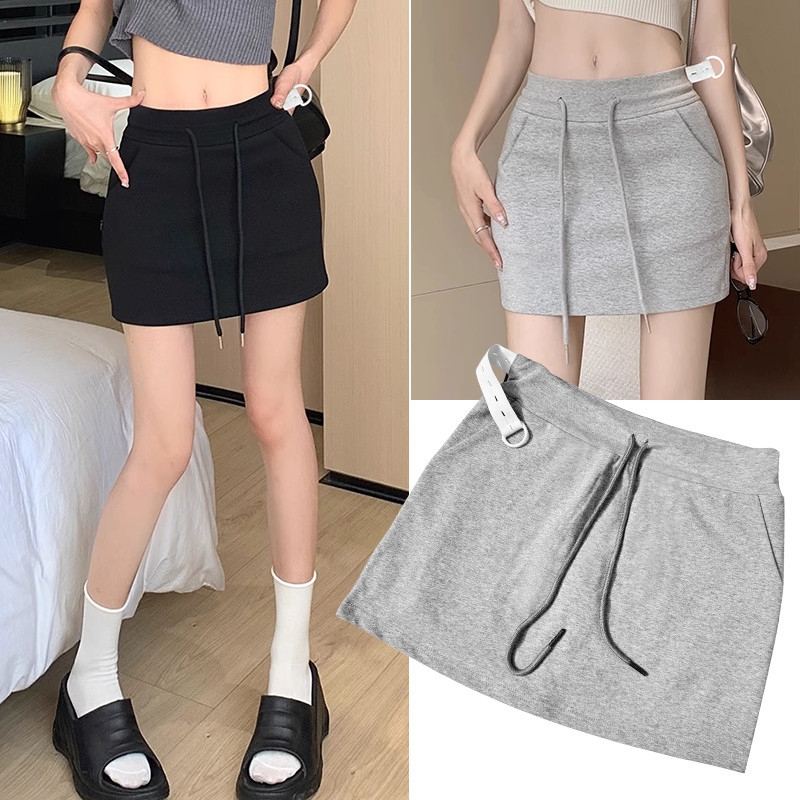 Váy bà bầu Dây rút mùa hè Không nâng bụng Thời trang mặc ngoài Hông Váy ngắn Đáy