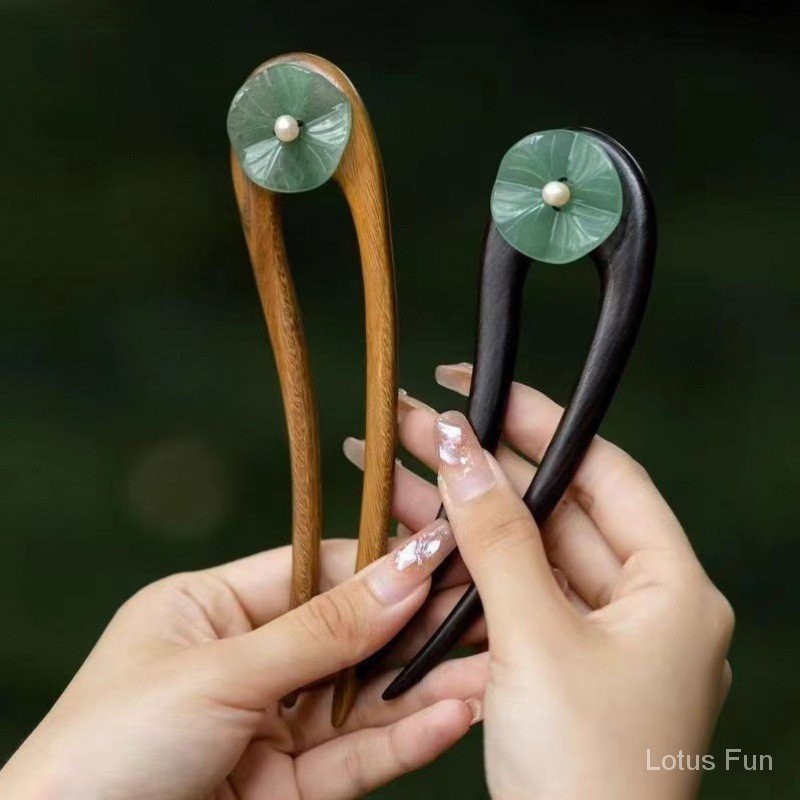 Lá Sen Cây Mun Hình Chữ u Kẹp Tóc Đôi Kẹp Tóc Cao Cấp Phong Cách Retro Đơn Giản Kẹp Tóc Nữ