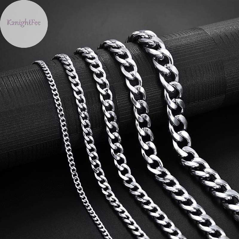 K2nightfee Mới Hợp Thời Trang Dây Xích Cuba Nam Vòng Tay Thép Không Gỉ Cổ Điển 3 / 5 / 7 / 9 Mm Chiều Rộng Dây Chuyền Vòng Tay Dành Cho Nam Nữ Quà Tặng Trang Sức VN