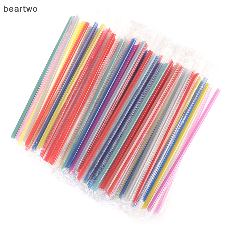 < Beartwo > 100Pc Trong Suốt Bọc Cá Tính Ống Hút Pp Đồ Uống Ống Hút Dự Tiệc Đồ Dùng Đẹp