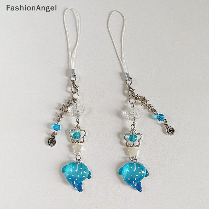 FashionAngel Dễ Thương Mô Phỏng Biển Điện Thoại Di Động Dây Xích Thủ Công Đính Hạt Móc Khóa Phụ Kiện Cá Quyến Rũ Thẩm Mỹ Y2k Độc Đáo TH
