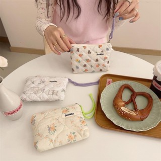[Crush] Ví đựng tiền xu, Ví đựng tiền xu nhỏ di động, Túi dây kéo Cotton họa tiết hoa thời trang dành cho nữ