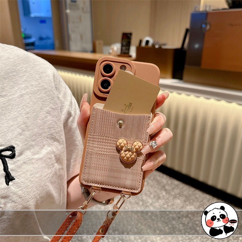 Ốp Ví Cho OPPO Reno 11A 11F 11 10 9 8 Pro Plus 11F 8T 5G 4G Vỏ Sang Trọng Dễ Thương Hoa Mickey Mềm TPU Vỏ Điện Thoại Dây Đeo