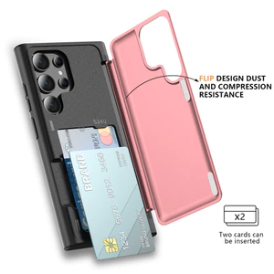 Hộp đựng thẻ lật từ tính Khe cắm cho Samsung Galaxy S24 Ultra S23 FE S22 Plus S21 S20 Armor Card Pocket Stand Ví