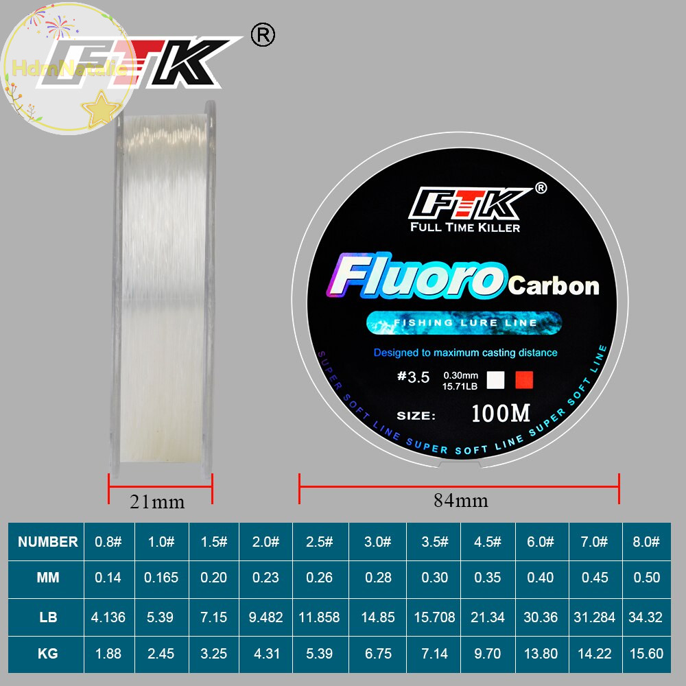 Hdmnatalie 100M Fluorocarbon Coag Dây Câu 4.136LB-34.32LB Sợi Carbon Đơn VN