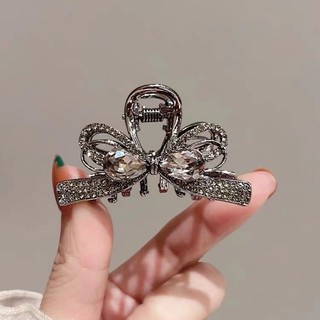 Mauropoli [Sẵn sàng] Kẹp kẹp kẹp tóc nơ pha lê màu đen cao cấp vừa phải Tính khí thời trang Đầu lưng nửa mảnh tóc lấy kẹp cá mập