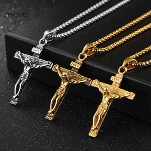 Zthome Nam Bạc Thép Không Gỉ Chúa Giêsu Kitô Thánh Giá Mặt Dây Chuyền Vòng Cổ Dây Chuyền HOT