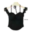 NICOLOO Dây Camisole, Nút Nơ Thoải Mái Một Vai Dây, Ngọt Ngào Gợi Cảm Với Miếng Lót Ngực Có Ren Viền Mùa Hè Dây Áo Thun Nữ